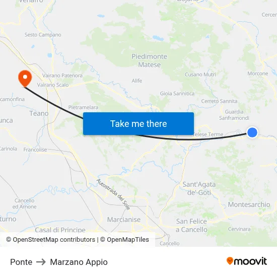 Bridge to Marzano Appio map