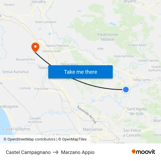 Castel Campagnano to Marzano Appio map