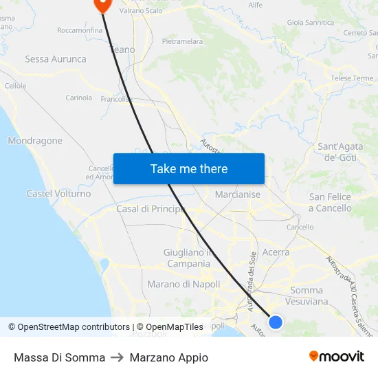 Massa Di Somma to Marzano Appio map
