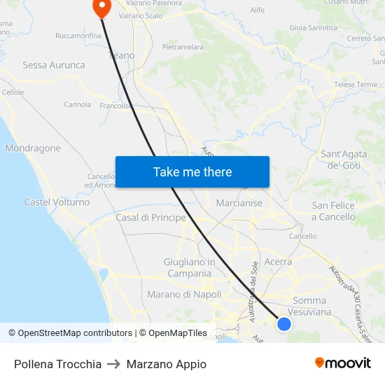 Pollena Trocchia to Marzano Appio map