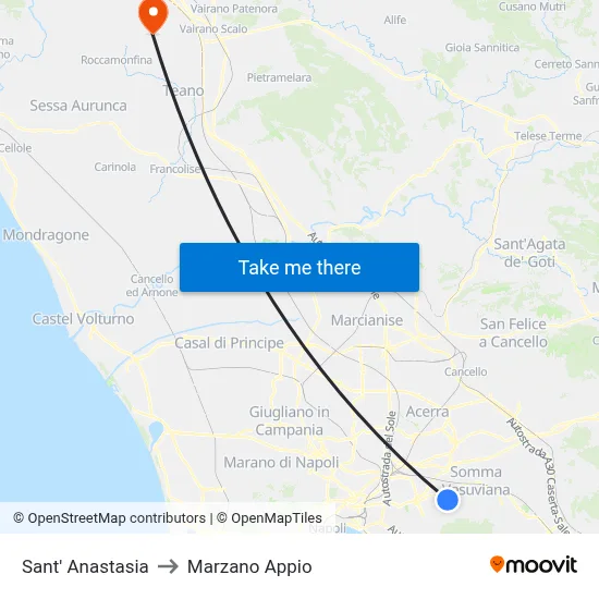 Sant' Anastasia to Marzano Appio map