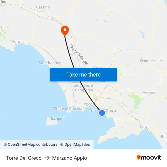 Torre Del Greco to Marzano Appio map