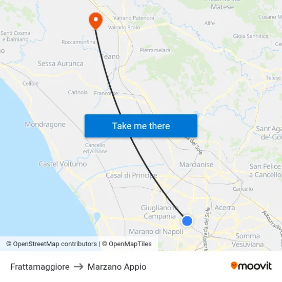 Frattamaggiore to Marzano Appio map