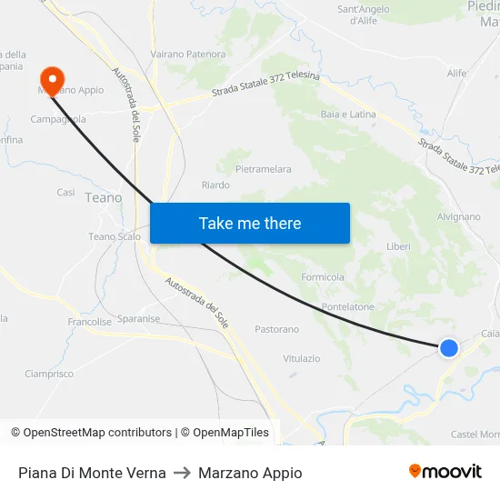Piana Di Monte Verna to Marzano Appio map