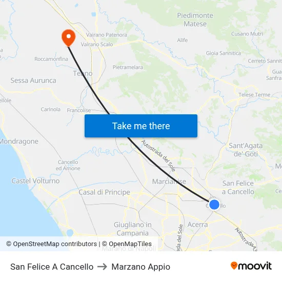 San Felice A Cancello to Marzano Appio map