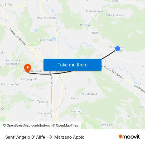 Sant' Angelo D' Alife to Marzano Appio map