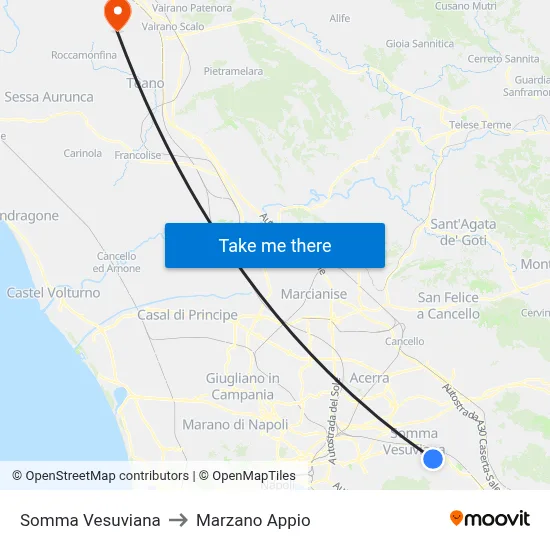 Somma Vesuviana to Marzano Appio map