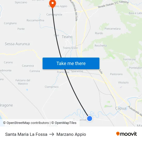 Santa Maria La Fossa to Marzano Appio map