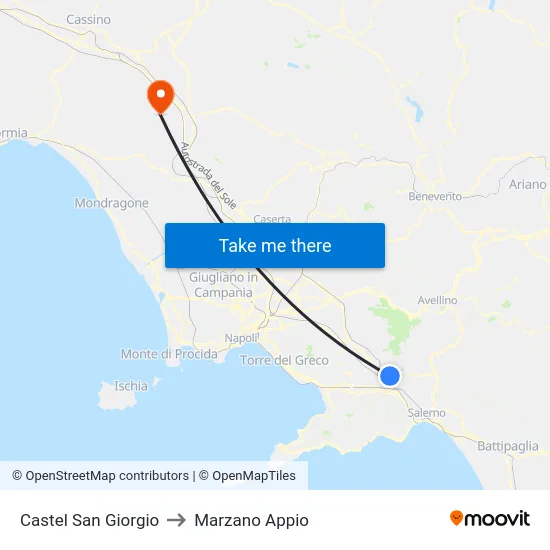 Castel San Giorgio to Marzano Appio map