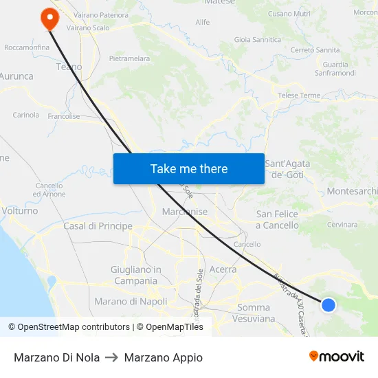 Marzano Di Nola to Marzano Appio map