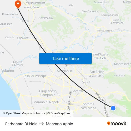 Carbonara Di Nola to Marzano Appio map