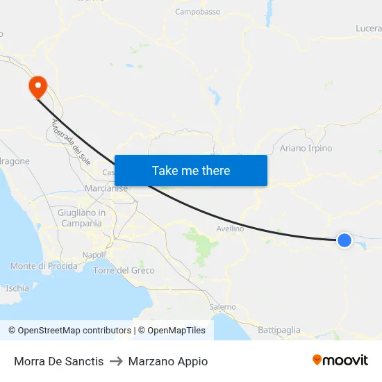 Morra De Sanctis to Marzano Appio map