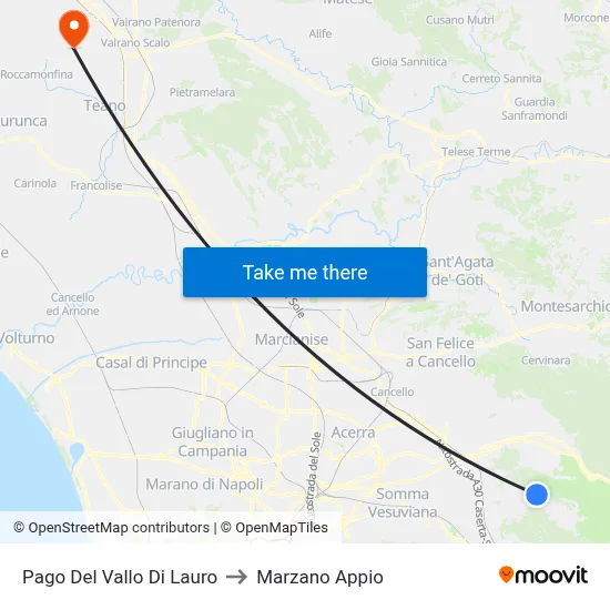 Pago Del Vallo Di Lauro to Marzano Appio map