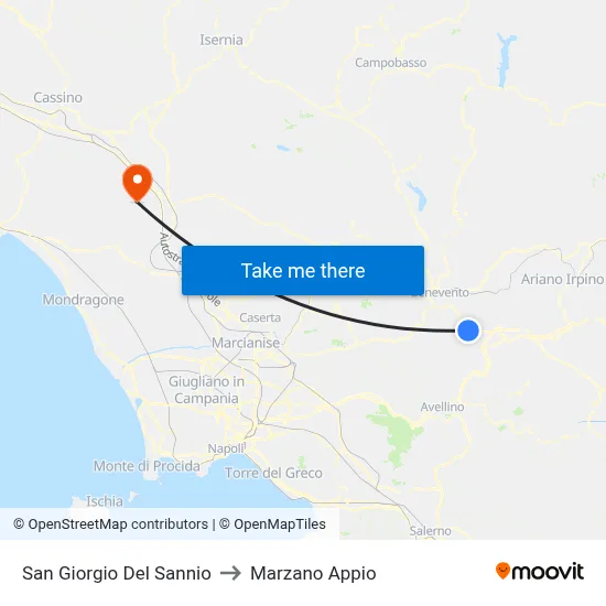 San Giorgio Del Sannio to Marzano Appio map