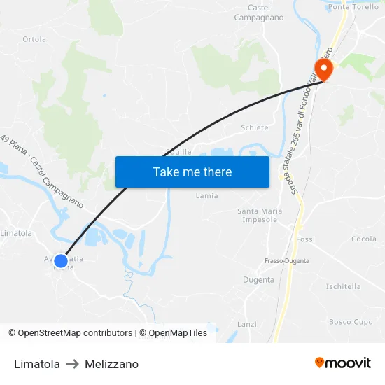 Limatola to Melizzano map