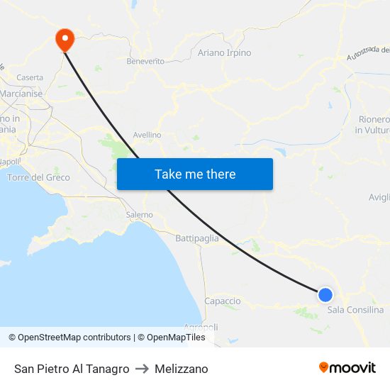 San Pietro Al Tanagro to Melizzano map