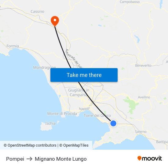 Pompei to Mignano Monte Lungo map