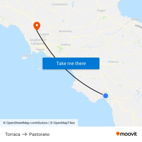 Torraca to Pastorano map