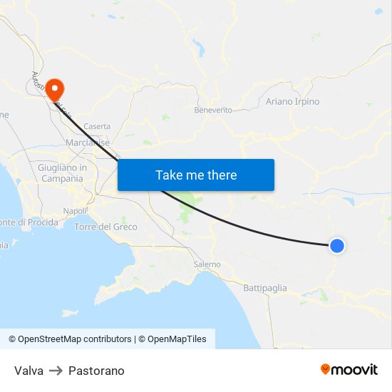 Valva to Pastorano map