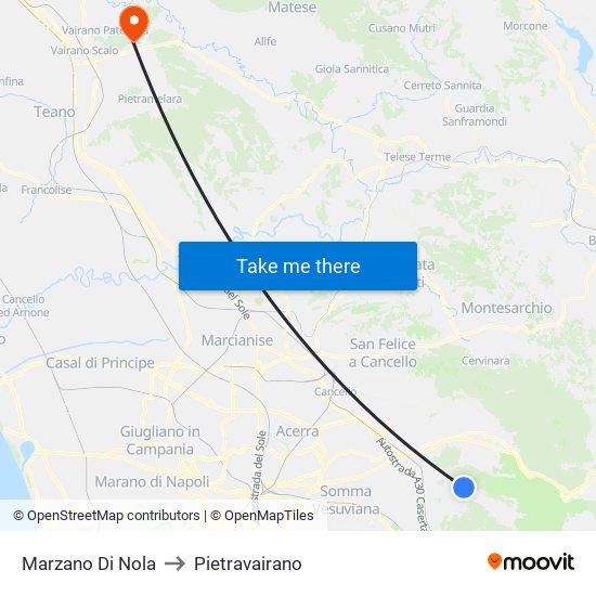 Marzano Di Nola to Pietravairano map