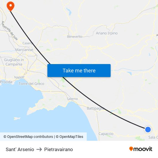 Sant' Arsenio to Pietravairano map