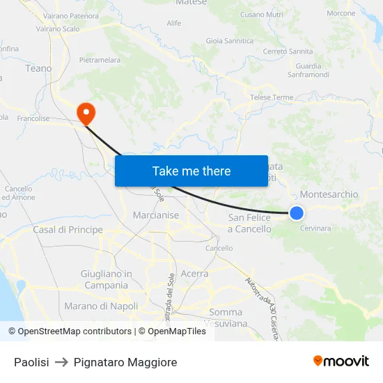 Paolisi to Pignataro Maggiore map