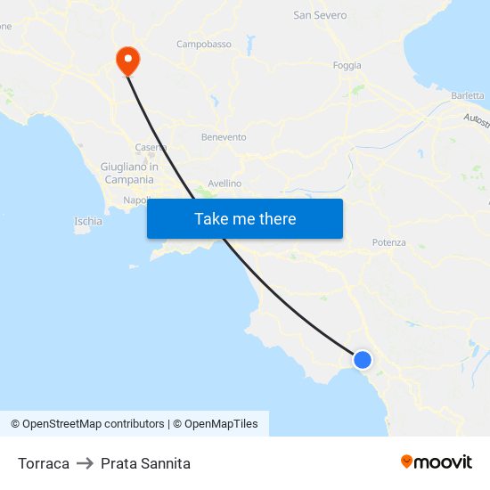 Torraca to Prata Sannita map