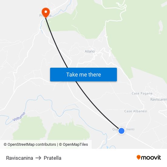 Raviscanina to Pratella map