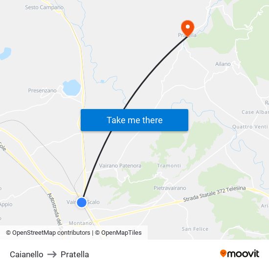 Caianello to Pratella map