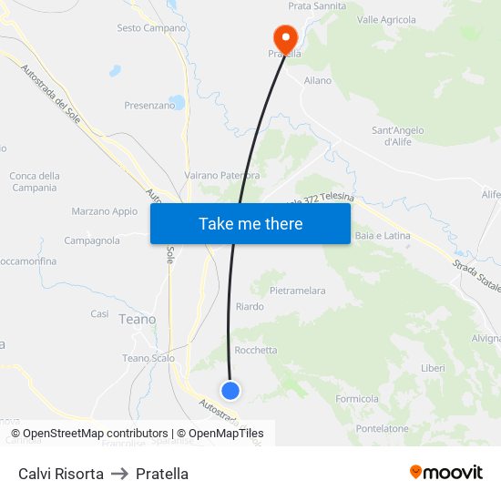 Calvi Risorta to Pratella map