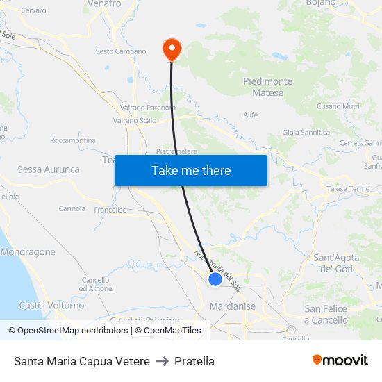 Santa Maria Capua Vetere to Pratella map