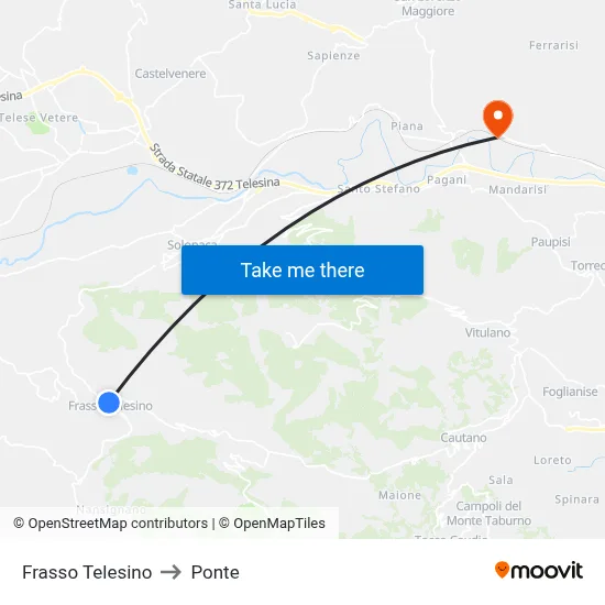 Frasso Telesino to Ponte map