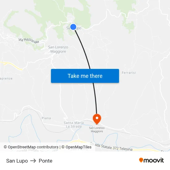 San Lupo to Bridge map