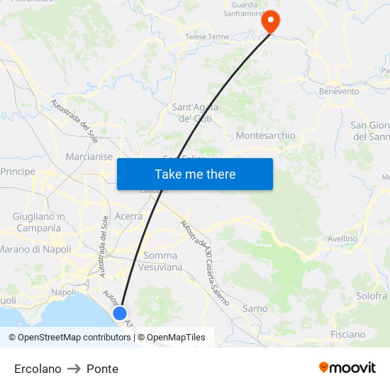 Ercolano to Ponte map