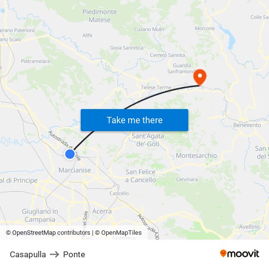 Casapulla to Ponte map