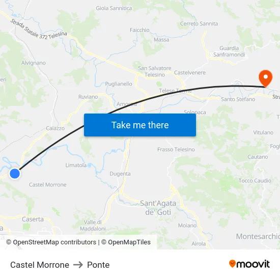 Castel Morrone to Ponte map