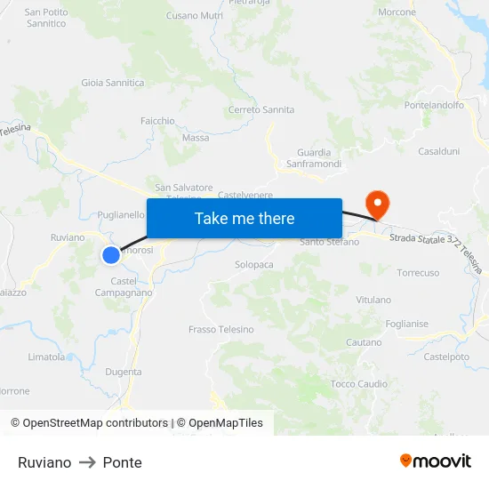 Ruviano to Ponte map