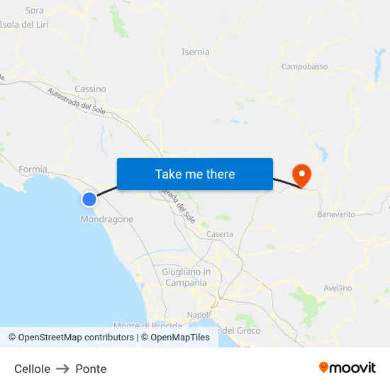 Cellole to Ponte map
