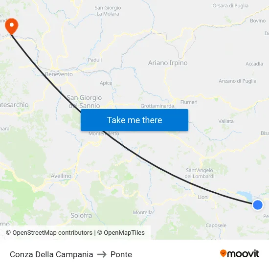 Conza Della Campania to Ponte map