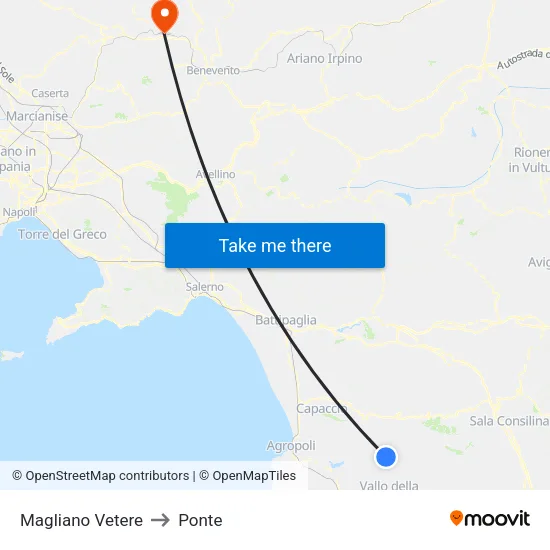 Magliano Vetere to Ponte map