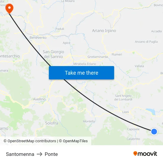 Santomenna to Ponte map