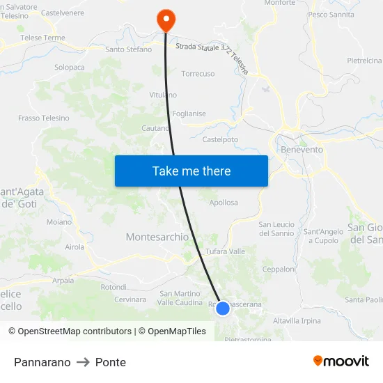 Pannarano to Ponte map