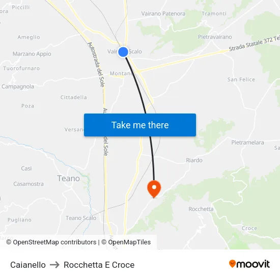 Caianello to Rocchetta E Croce map