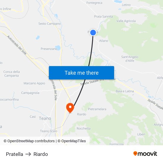 Pratella to Riardo map