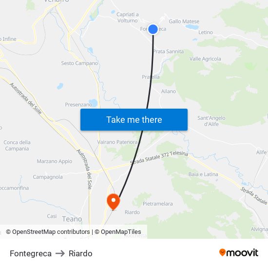 Fontegreca to Riardo map