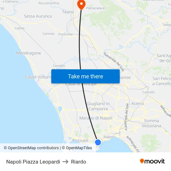 Naples Leopardi Square to Riardo map