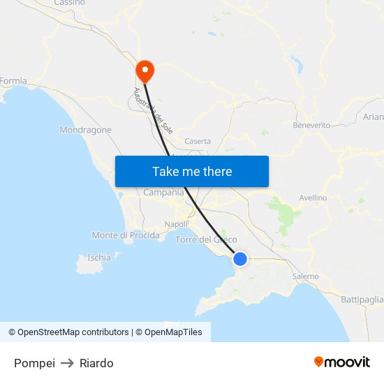 Pompei to Riardo map