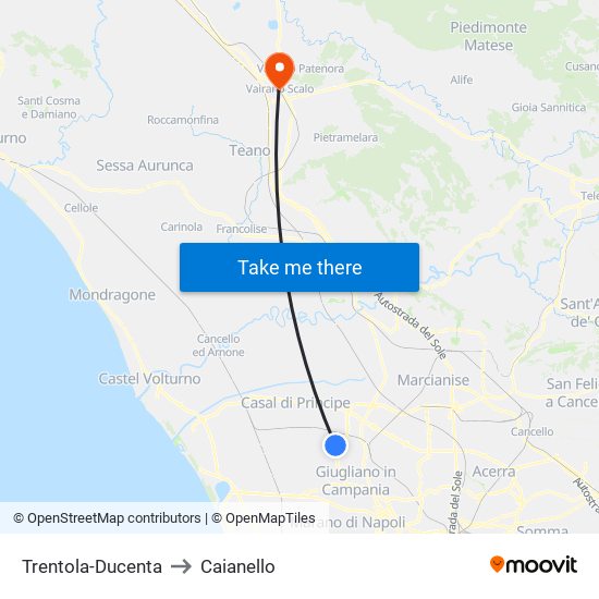 Trentola-Ducenta to Caianello map