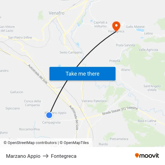 Marzano Appio to Fontegreca map