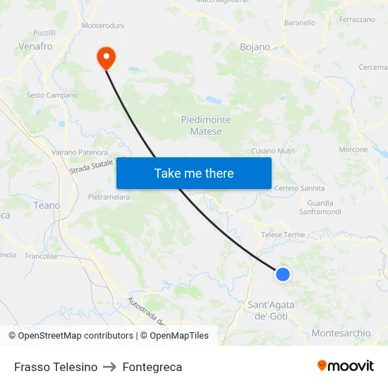 Frasso Telesino to Fontegreca map